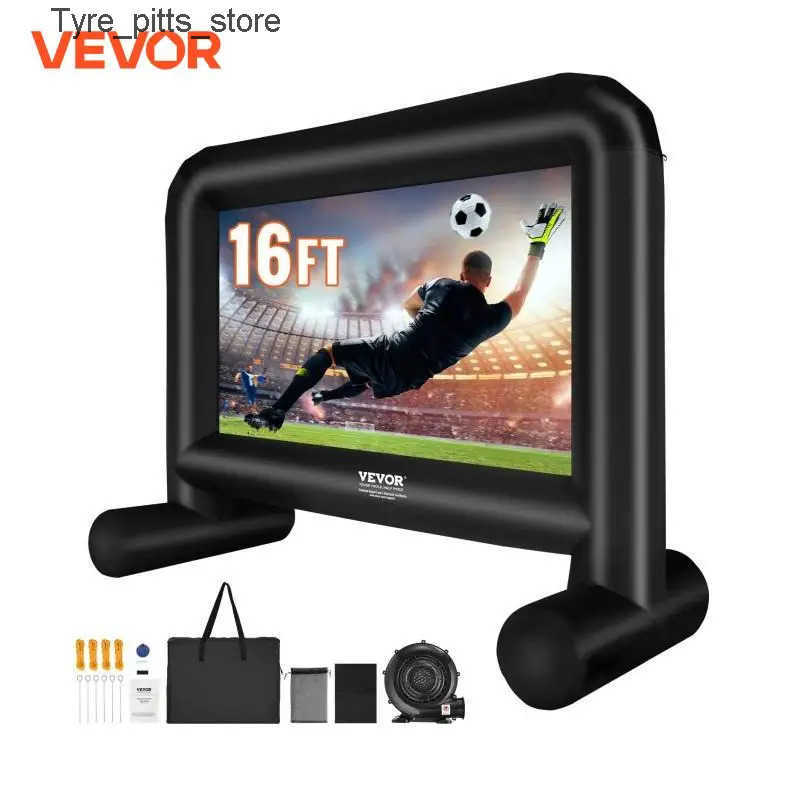 Projectors VEVOR Inflatable Movie Screen 14/16 FT Inflatable Projector Screen for Outside w/ Blower for Outdoor Party Backyard Movie Night z25021-image-1037792167
