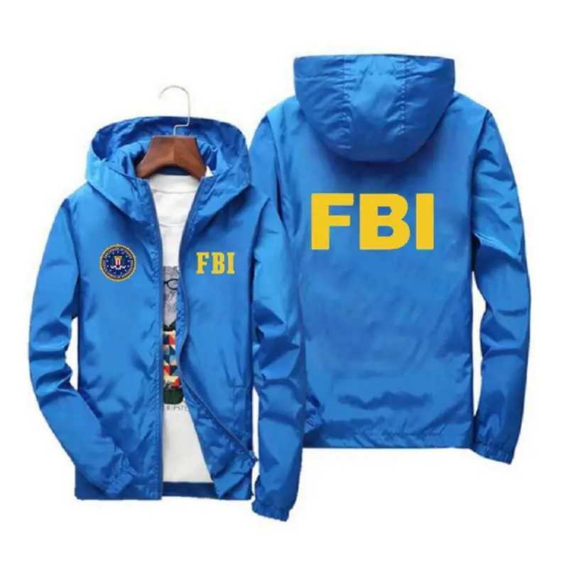 2024 New Men's Jacket High Quty FBI Printed Outdoor Sports Jacket Spring Hooded Windproof Fashion Casual Brand Sports Jacket S260805OZKO