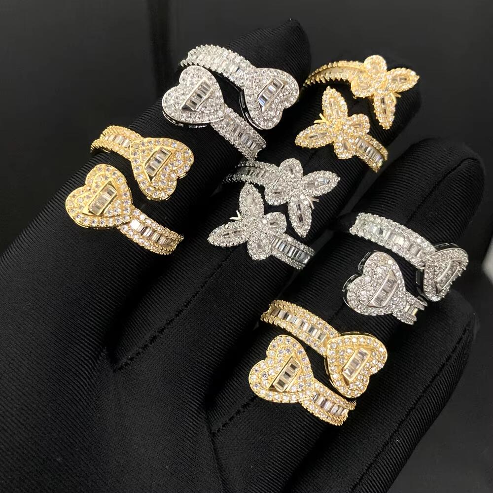 Luxury Nouvelle mode Micro pavée Iced Out Bling Cubic Zirconia CZ Heart Ring For Girl Women Charm Gift Saint Valentin