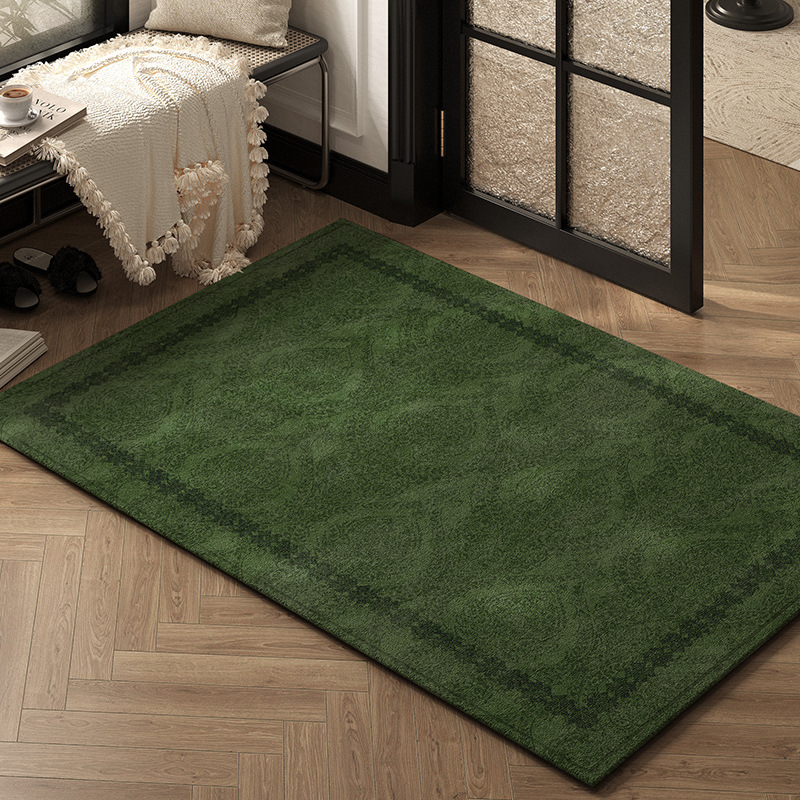 Retro green entrance door mat, anti slip foot mat for home use, living room carpet, door mat, and main entrance-image-1037622758