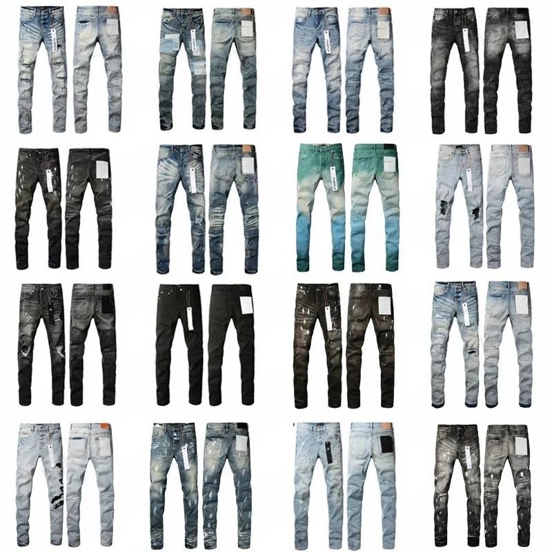 Mens Trousers Purples jeans Denim Designer Jeans Men Black Pants High-end Quality Straight Retro Ripped Biker Jean Slim Fit Motorcycle Clothing