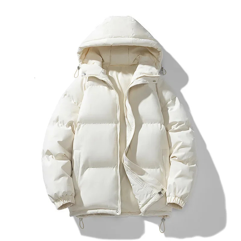 2024 mens cotton padded Cropped Puffer jacket hood warm thick casual couple fashion park efficient locking 241212Z