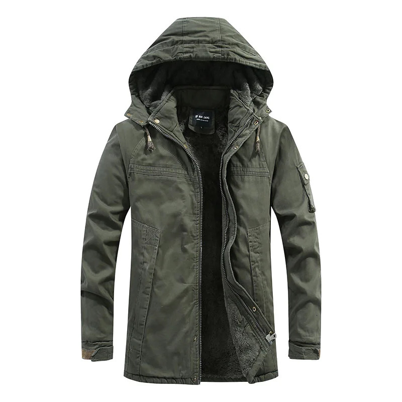winter mens hooded long jacket wool warm Parkas highquality outdoor casual size 4XL 241212Z