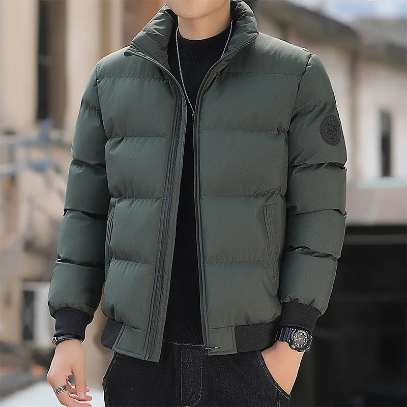 Winter mens Parka zipper cotton padded jacket long sleeved warm casual loose Korean fashion 241212Z