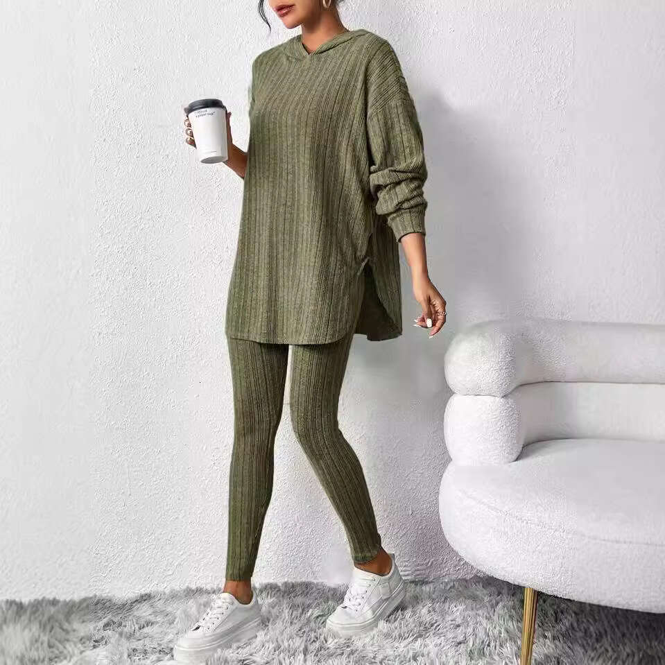 Vêtements pour femmes automne et hiver 2024, ample, capuche, manches longues, pantalons décontractés, ensemble fileté, mode française, nouveau pr