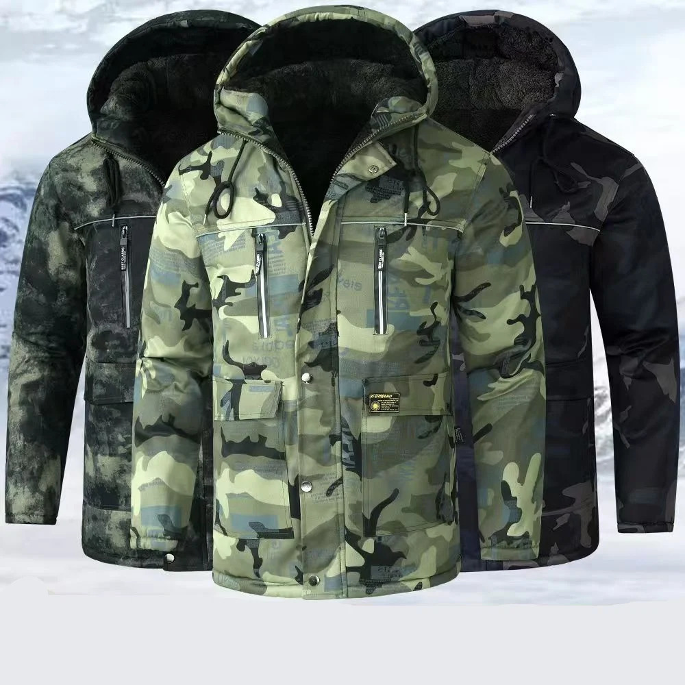 Camouflage down Parkas jacket 2024 mens Parka hooded wool lining winter military cotton coat 241212Z