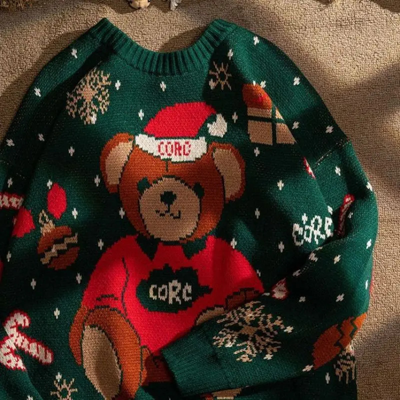 ugly christmas sweater Knit Sweaters For Men Pullovers Y2k Vintage Sweater Winter Cotton Warm Mens Clothing Harajuku 241213Z