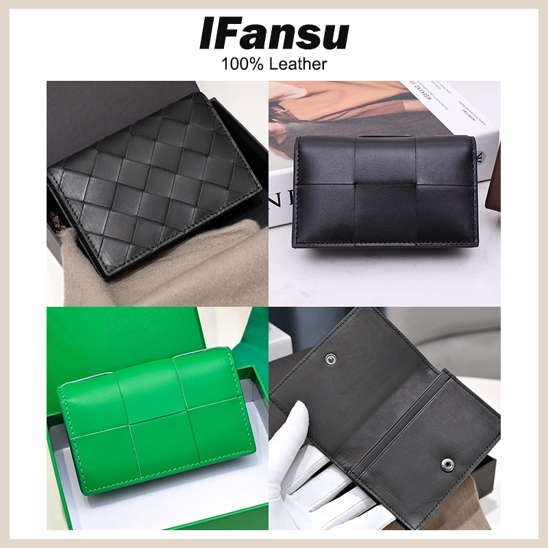Luxury Brand Designer Genuine Leather Handmade Large Plaid Woven Card Case High-End Large Capacity Card Holder Stylish Portable Unisex Black