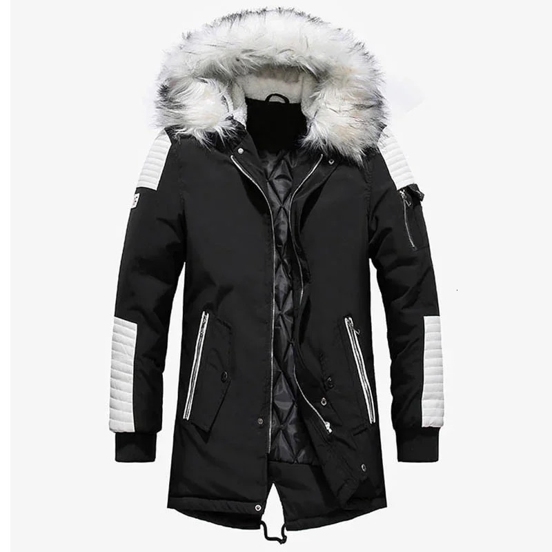 Mens Thick Warm Parkas Winter Jacket Casual Long Coat with Collar Coats Veste Homme Wholesale 241212Z