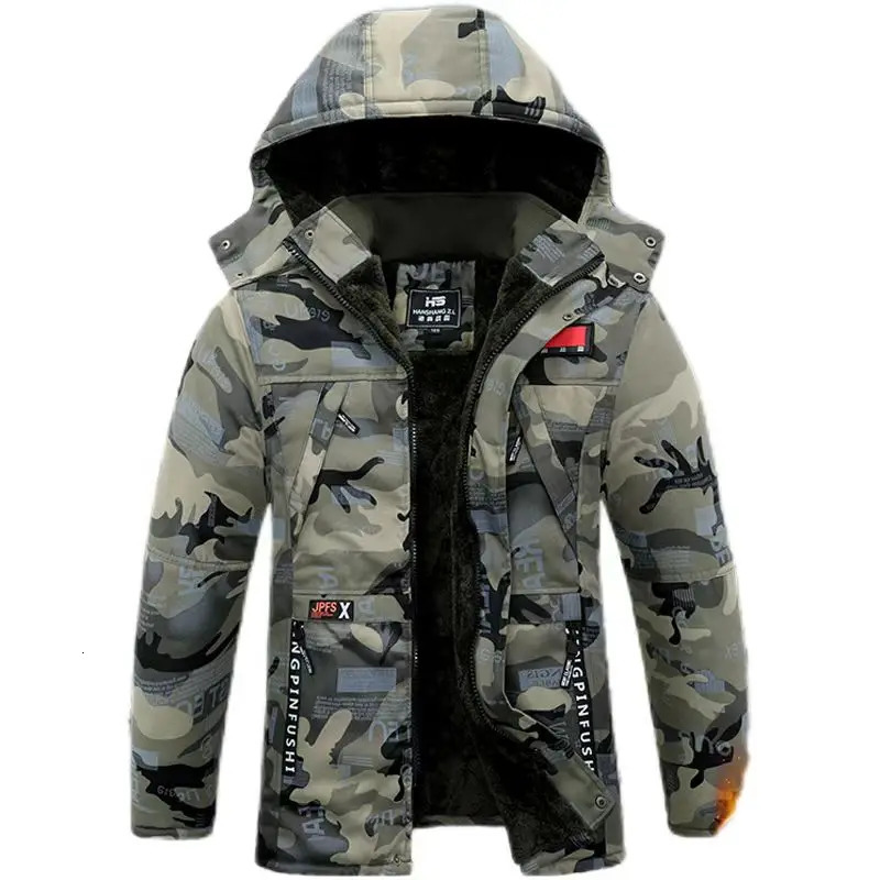 Camouflage Down Parkas jacket 2024 mens Parka hooded fur collar winter military cotton coat 241212Z