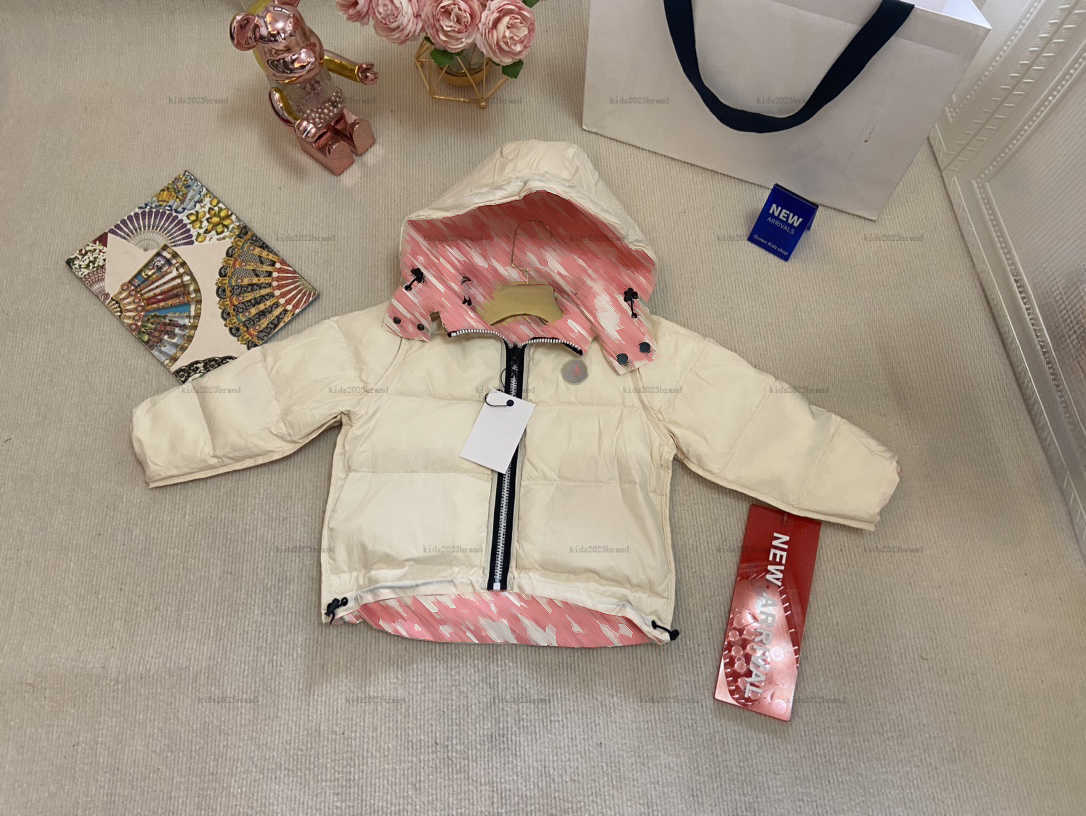 New baby down Hooded Jackets High quality Double-sided use Winter child coat kids designer clothes lovely pink girl overcoat-image-1038075564