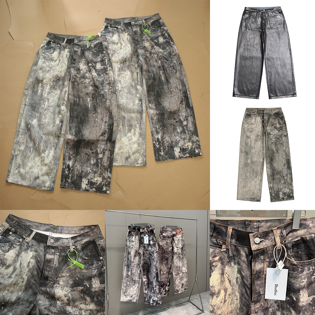Designer Mens Pants 3D Printing Denim Pants Hip Hop Vintage Jeans Y2K Streetwear Straight-leg Casual Trousers