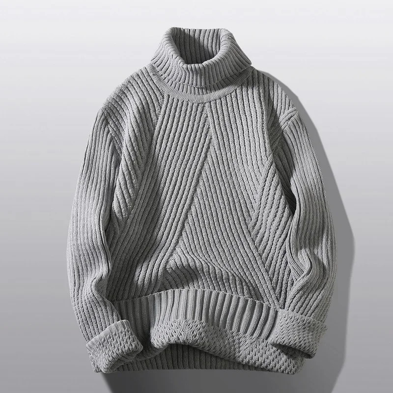 2024 Autumn Winter Turtle Neck Sweater Mens Knitted Pulled Thickened Warm Parachute Slim Casual 241213Z