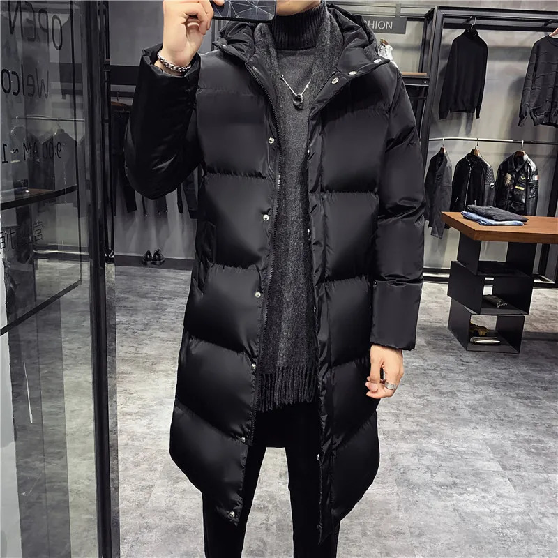 Mens Winter Large 5XL Jacket Mid Length Down Cotton Coat 2024 Fashion Clothing Hooded High Quality Windproof Casual Parka 241212Z