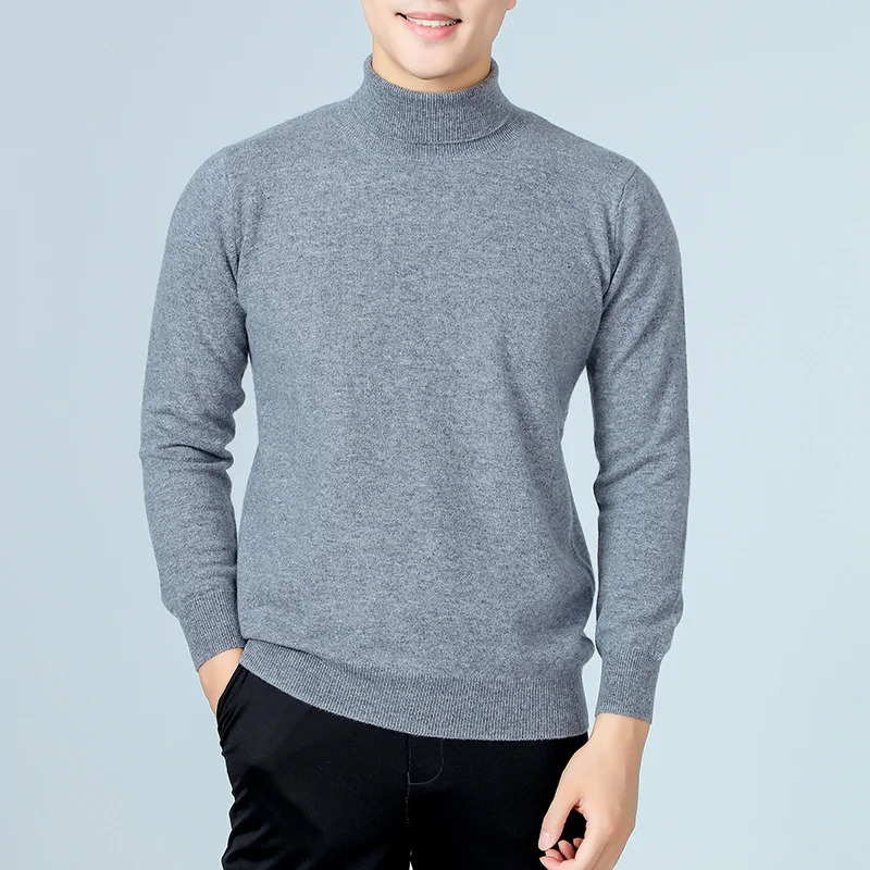 Autumn and Winter Mens Sweater Long Sleeve Collar with 100 Merino Wool Warm Solid Cashmere Knitted Basic Casual Clothing Top 241213Z