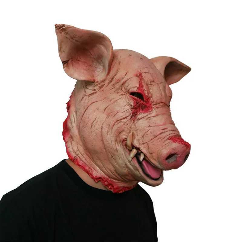 Terrifying latex pig mask new Halloween car Easter costume accessories role-playing wine party props school funny advertising toys Y241216-image-1038008251