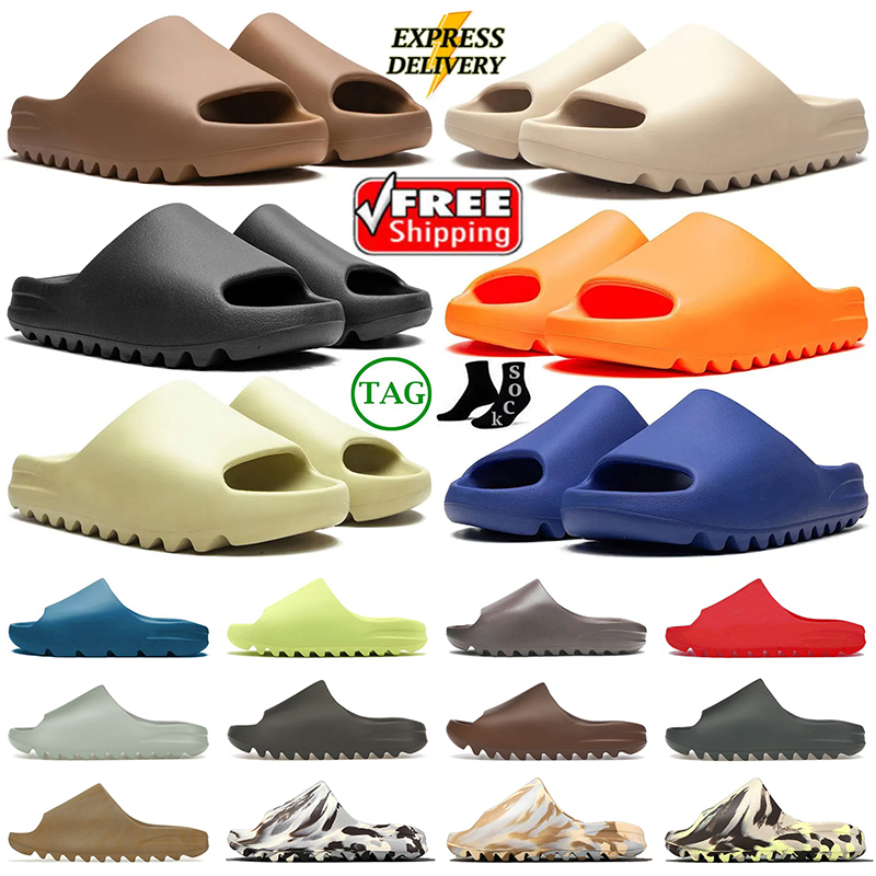 Free Shipping Designer slides slippers size 13 women mens slider clogs sandals rubber slide slate marine pure ochre bone resin onyx clog sand Sli