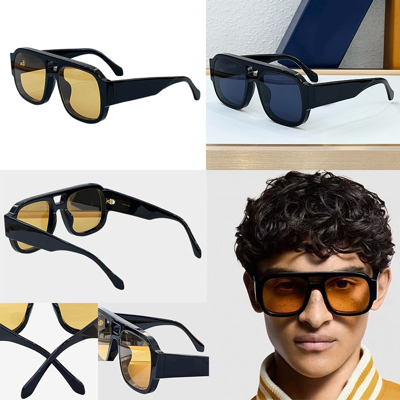 Vintage Oversized Sunglasses 2614 Luxury Designer Rectangular Frame Glasses High Quality Yellow Lenses Mens Personality Protection UV400 Eyeglass Wi