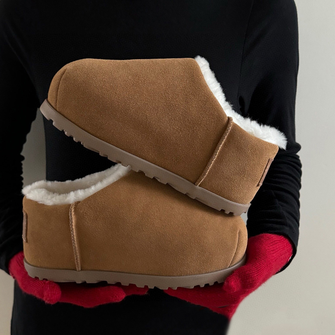 Les pantoufles de créateurs d'hiver de diapositive pour femmes lacent Tasman Tazz Mustard Seed Cheart-Fur Slides Ultra Mini Boot Winter Winter Fo