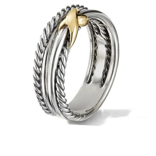 X shape Designer Rings for Men Women Twisted Braided with box Band Fashion Jewelry 18k gold plated diamond Ring Cable Wire Vintag ring Engagement Gi