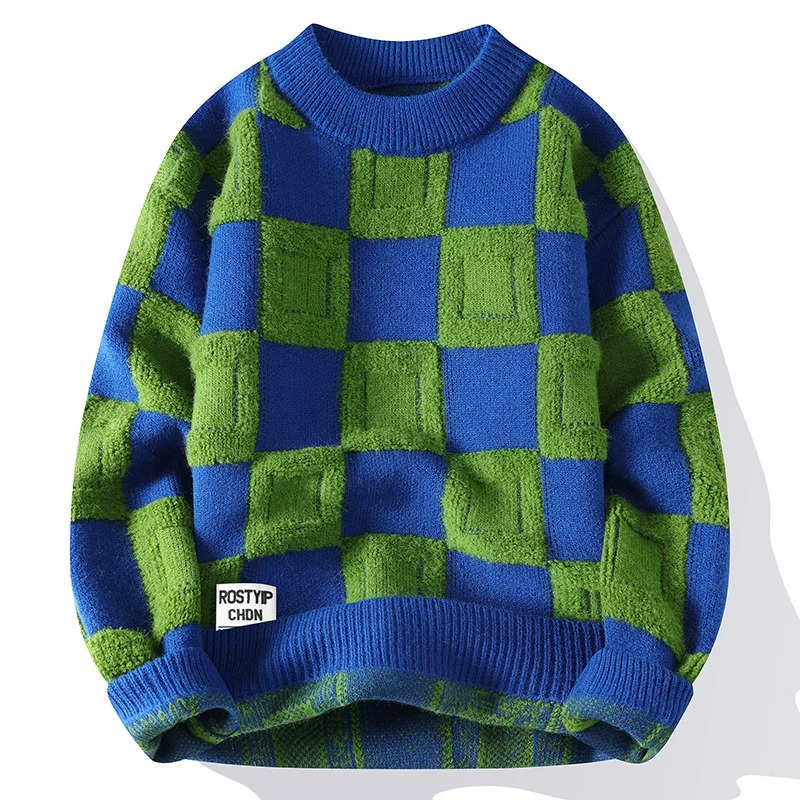 clothing mens sweater Harajuku fashion knitted hiphop streetwear pullout oversized casual Oneck retro 4XLM 241213Z