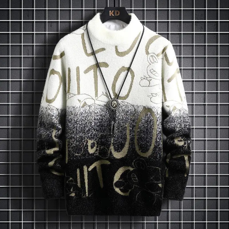2023 Winter Cashmere Turtle Neck Mens Sweater Thick and Warm Personalized Letter Harajuku Pulleys 241213Z