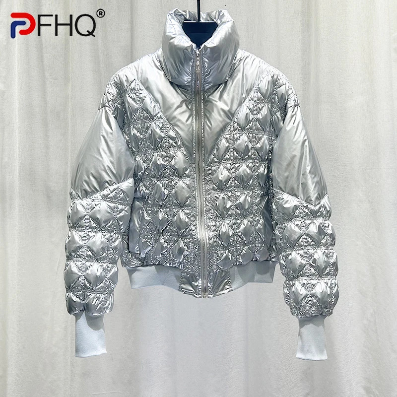 PFHQ Winter Thick Mens Duck Down Jacket Personalized Trendy Loose Cotton 2024 Solid Color Long Sleeve Top 21Z7560 241212Z