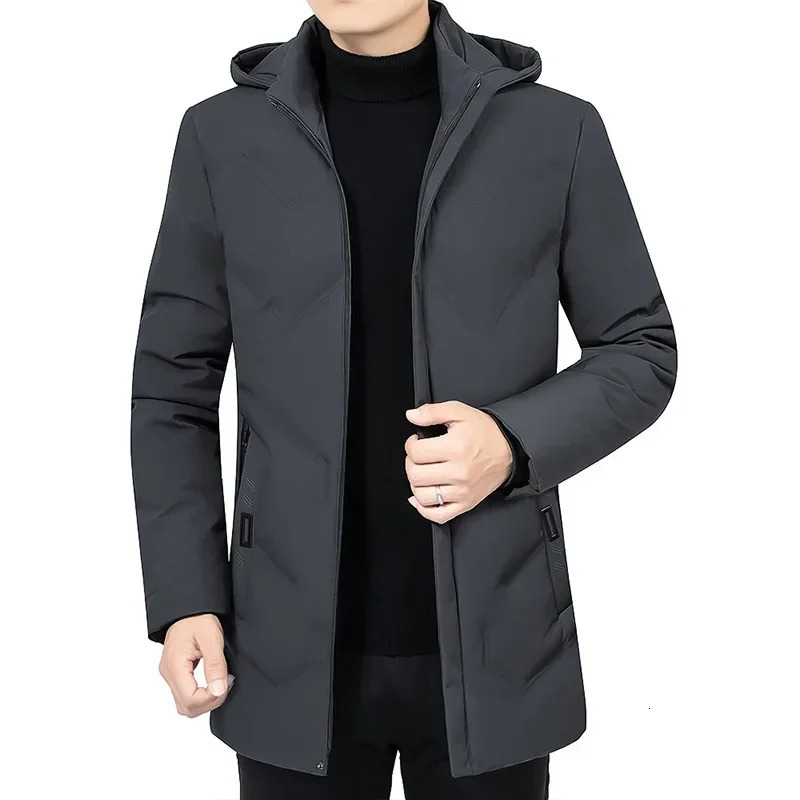 2024 Winter Jacket Mens Thick Warm Parkes Hoodie Long Coat Wool Windproof Pad 241212Z