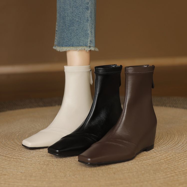 nuovi stivali di arrivo stivali con cerniera alla caviglia stivaletti beige scarpe corte in morbida pelle con punta tonda per stivali firmati da don