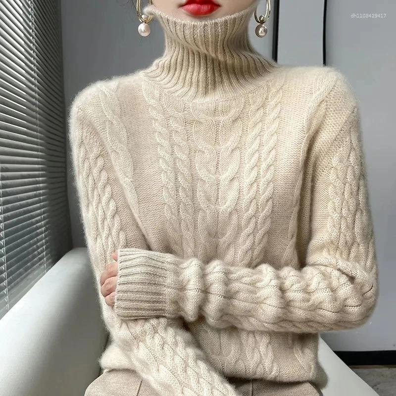 Women's Sweaters Street Turtleneck Sweater Women 2024 Autumn Winter Long Sleeve Cashmere Female Knitted Pullover Loose Lady Thicken Knitwear