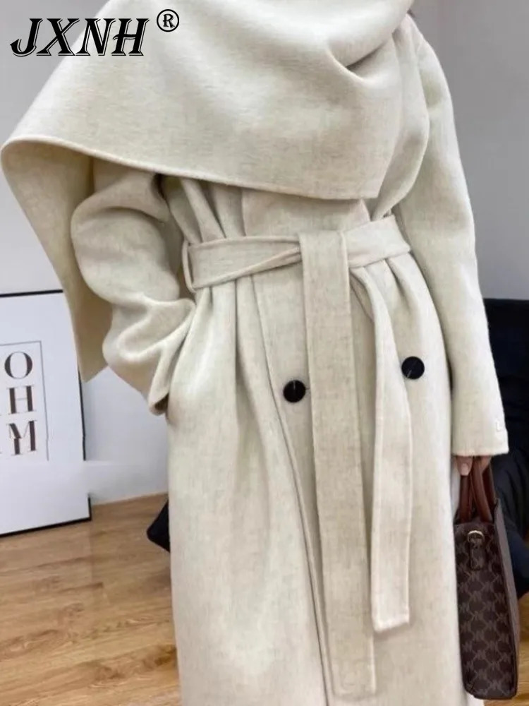 Womens doublesided cashmere coat 2024 autumn and winter loose fabric jacket 241213Z