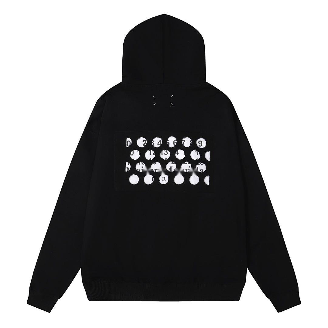 Maison Hooded Margeilaity For Men Women Casual Streetwear Mm6 Sweatshirt Trendy Classic Print Digit Graphic Hoodie Mason Designer Margelaity Pullove
