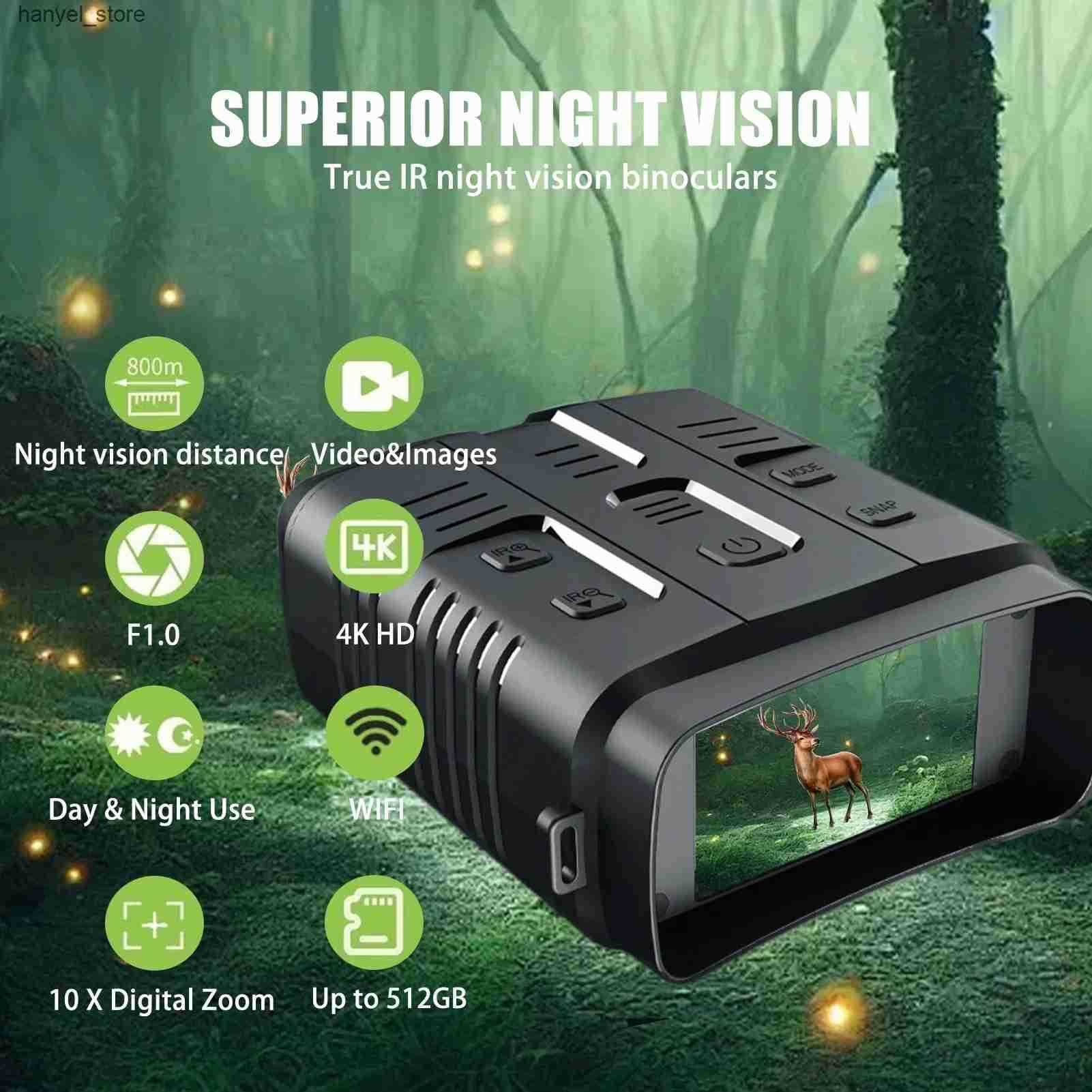 Telescopes 4K Night Vision Binoculars Device 10x Digital 800m Full Dark 8W Infrared WiFi Telescope Goggles For Hunting Camping Video Record L2409-image-1066423619