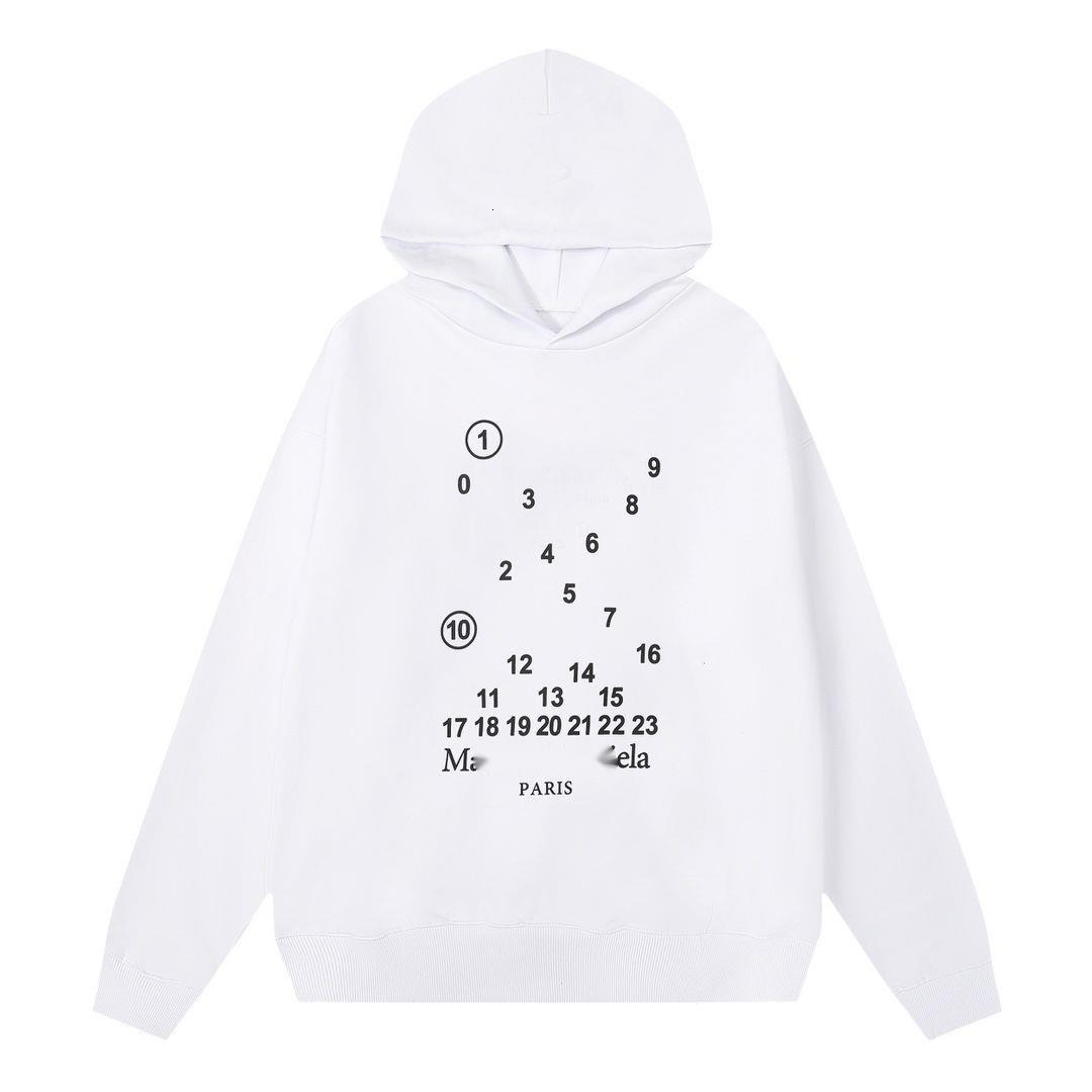 Maison Hooded Margeilaity For Men Women Casual Streetwear Mm6 Sweatshirt Trendy Classic Print Digit Graphic Hoodie Mason Designer Margelaity Pullove
