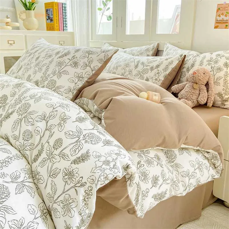 A- Maternal and Infant Super Soft Wrinkle Yarn Water Washed Cotton Four piece Set Bubble Cotton Quilt Set Bed Sheet Z241214-image-1038349926