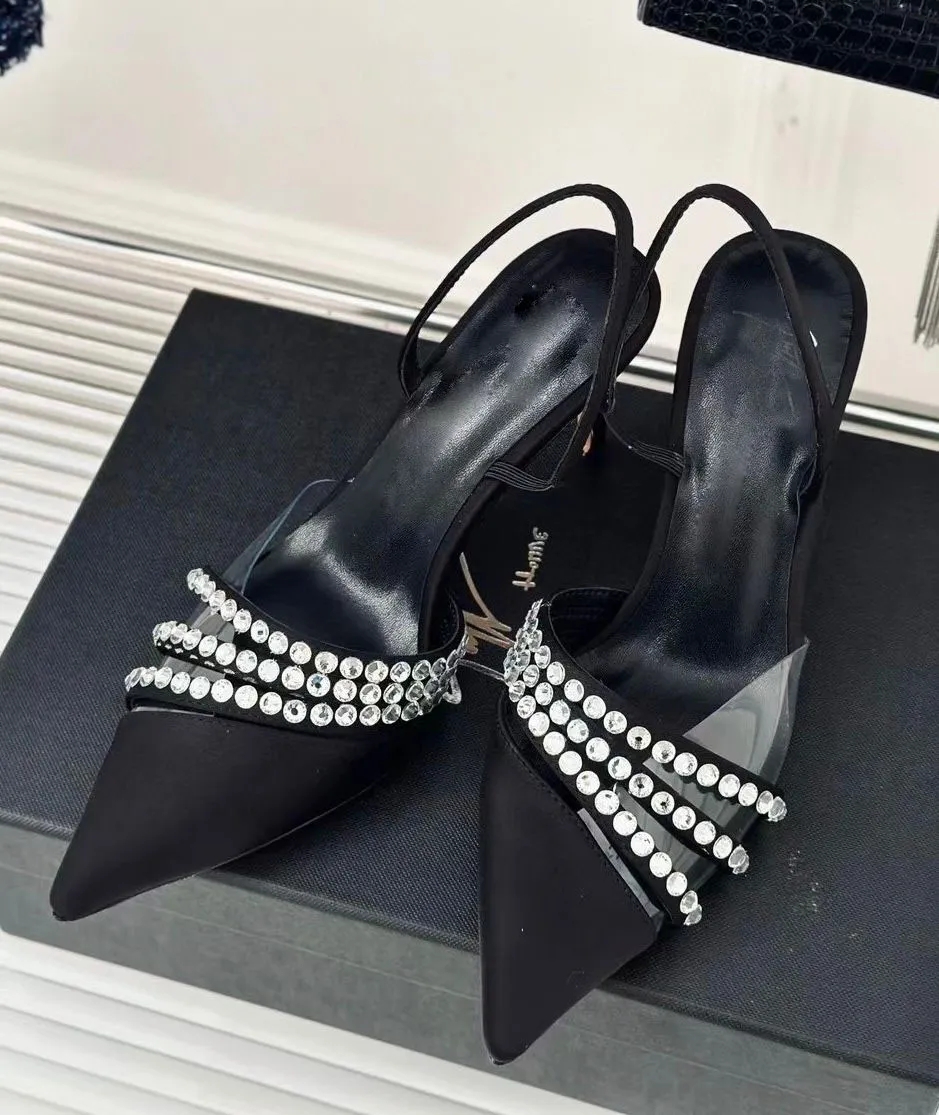 2024 Summer Elegant Antico Audrine Women Sandals Shoes Crystal-Embellished Pointed Toe Slingback Lady Party Wedding Lady Luxury Walking EU35-43