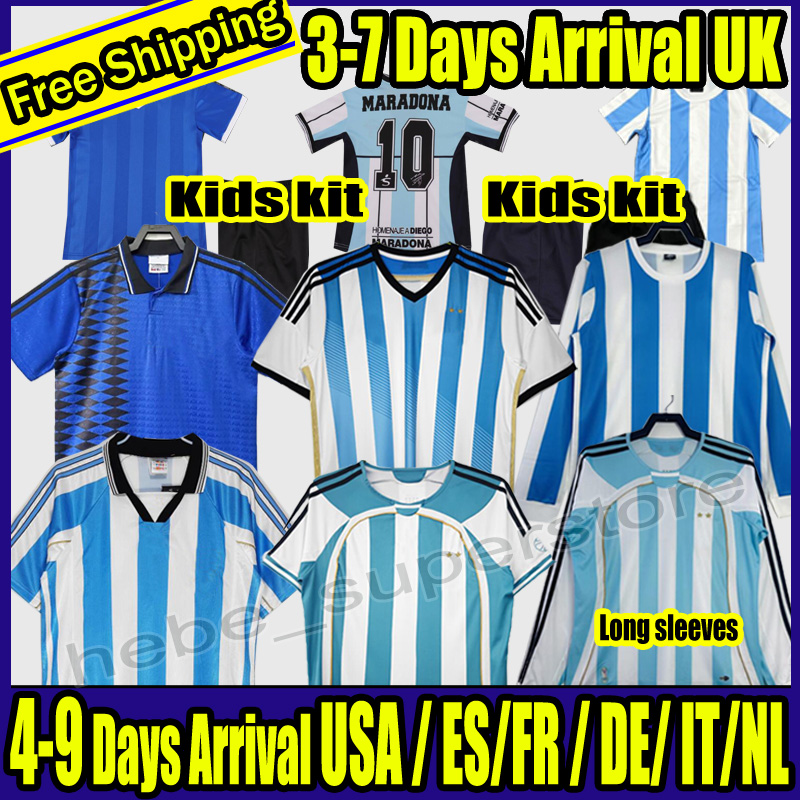 1978 1986 1998 Maradona Retro Soccer jersey ArgentinaS 1994 1996 2000 2001 2006 2010 Kempes Batistuta Riquelme HIGUAIN KUN AGUERO CANIGGIA AIMAR-image-999703845