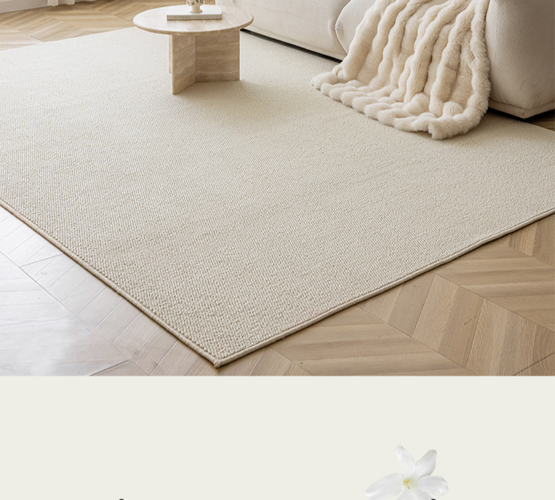 Solid Color Carpet, Living Room Wabi Sabi, Cream Style, High-end, Light Luxury, Solid Color, Pineapple Circle, Bedroom Sofa, Coffee Table, Bedsid-image-1038377789