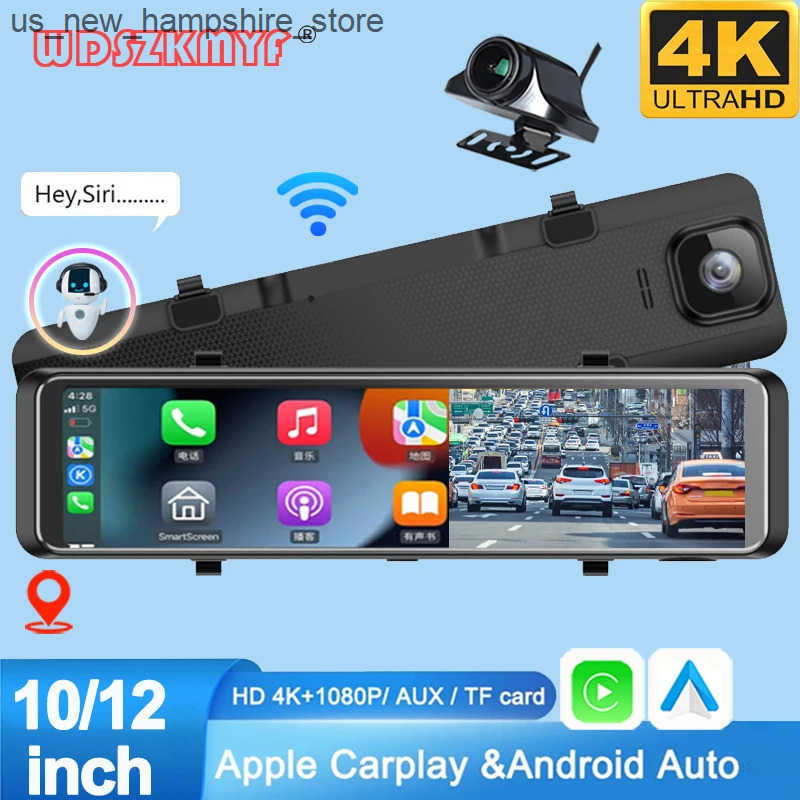 car dvr DVRs 10/12 inch 4K DashCam for Cars Rear View Mirror Wireless CarPlay Android Auto Car DVR GPS Video Recorder car intelligent systems J24-image-1038377691