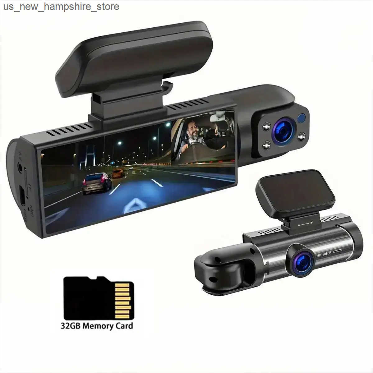 car dvr DVRs 2 Lens WIth 32GB Memory Card 1080P for Car Touch Screen Video Recorder Rearview Mirror Dash Cam Front Inner Camera J241218-image-1038396255