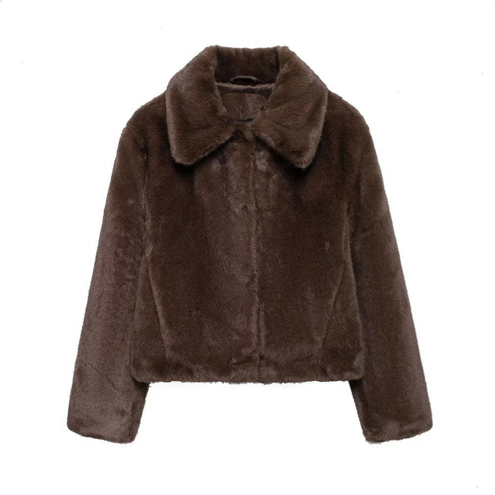 2024 RARF loose faux fur effect lapel long sleeved jacket suitable for autumn and winter womens collection 241213Z