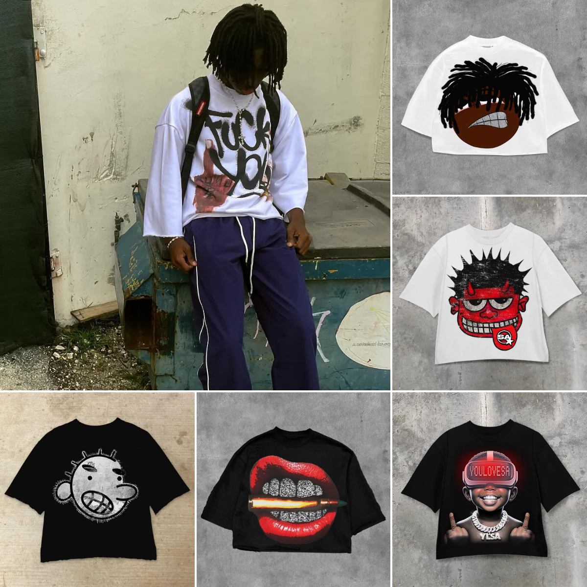 Blutosatire Boxy Men's T Shirts Y2k New Harajuku Hip Hop Cartoon 280g Avatar Pattern Printed Oversized T Shirt Mens and Womens Retro Street-image-843576476