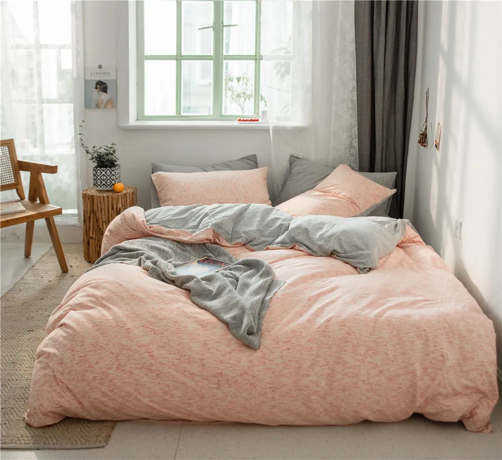 3/4pcs Soft Jersey Knitted Bedding Set Single Queen King Size Fitted Bed Sheet Duvet Cover Pillowcases Mint Green Bed Linen-image-1038369981