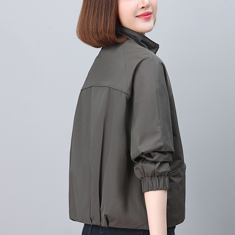 33 veste de shorts décontractés à col debout maman pour femmes 2025 printemps et automne