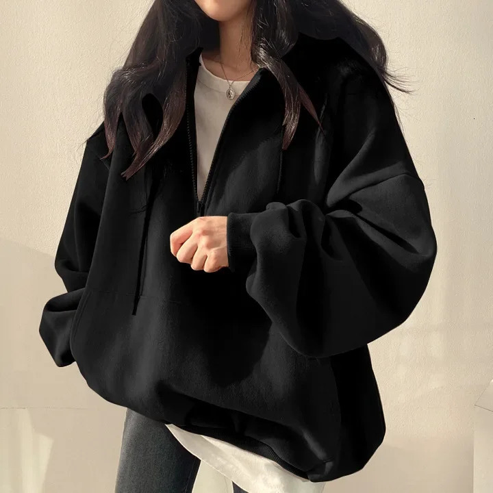 Fashionable floral hoodie womens long Korean style loose wool lining suitable for spring summer autumn winter 241211