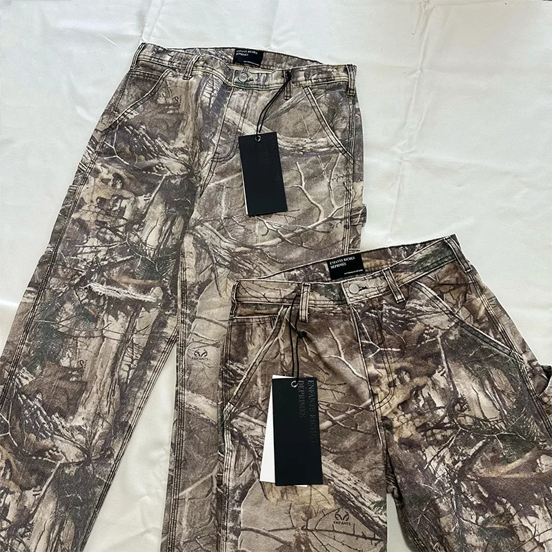 2024 High Street ERD Camo Pants Men Distressed Washed Jeans Casual Cargo Pant Men Trouser Y2k High Quality Jean 241219