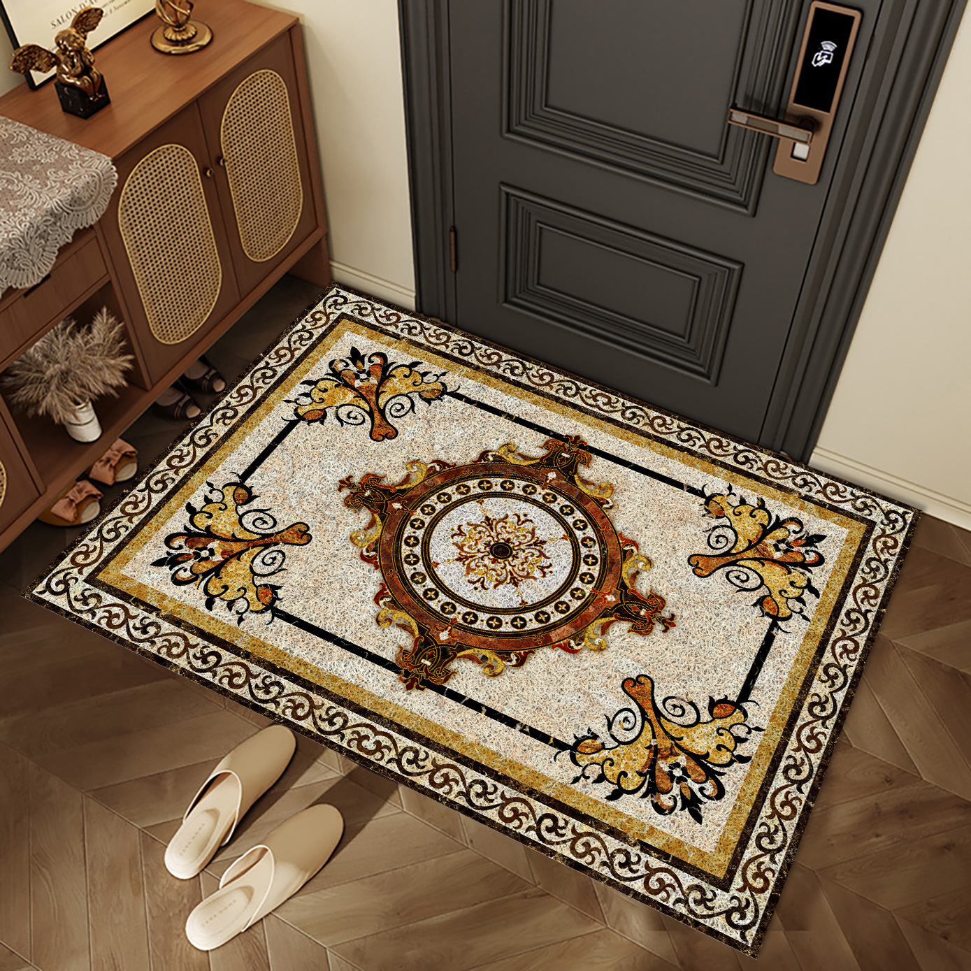 European style floor mat, carpet, entrance door, anti slip foot PVC mat, foyer carpet-image-1038468023