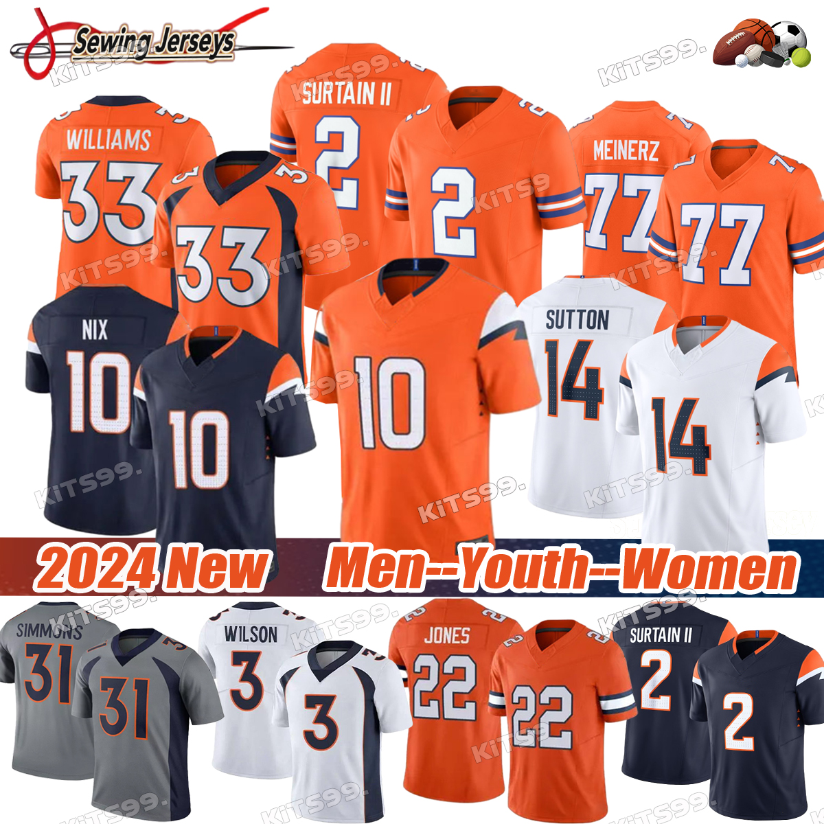 Broncos Jersey #10 Bo Nix jersey Courtland Sutton Jersey Javonte Williams Marvin Mims Jr Quinn Meinerz Audric Estime Troy Franklin Patrick Surtai-image-828586989