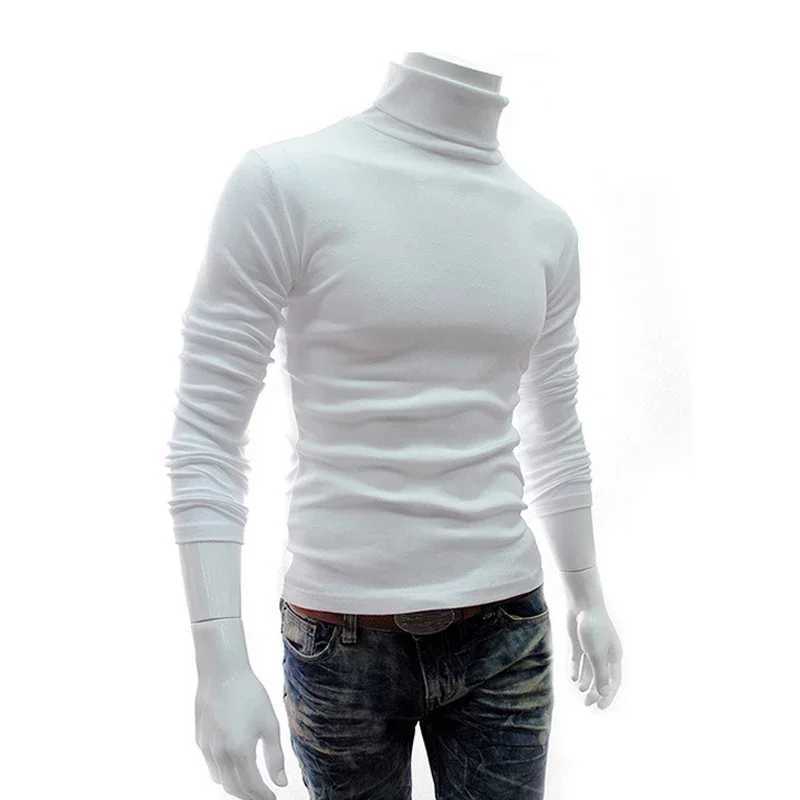 Spring Thin Men Turtleneck Sweaters Black Pullovers Clothing For Men Cotton Harajuku Knitted Sweater Male Solid Pull Men Tops W250322