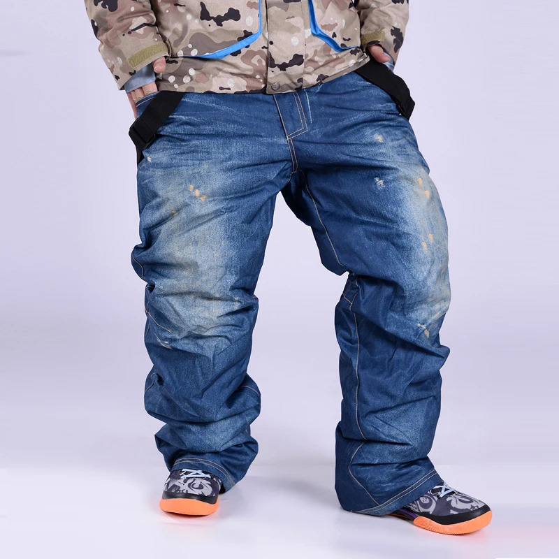 High Quality Men Winter Super Warm Skiing Pants Windproof Waterproof Strap Trousers Snow Snowboard Skate Pants Ski Overalls 241219